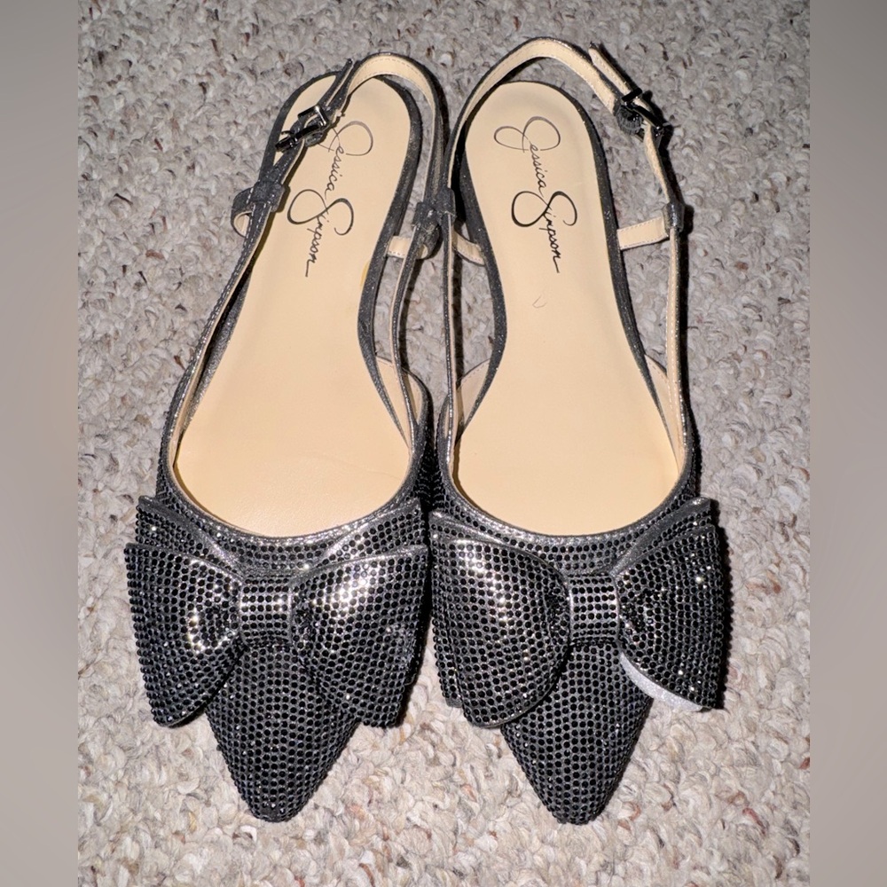 Jessica Simpson Black Bow Slingback Heels